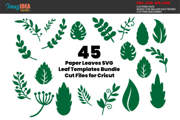 45 Paper Leaves SVG Templates Bundle: Natural Design Assets