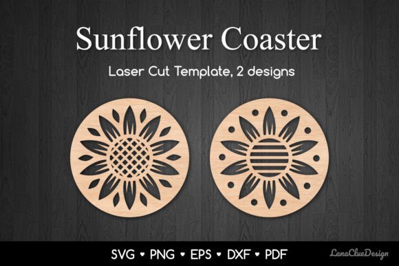 Sunflower Coaster Templates for Laser & Craft Projects