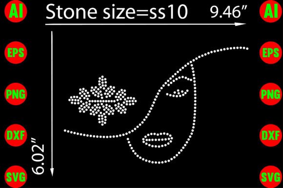 Women Face Rhinestone Templates: Versatile Design Assets